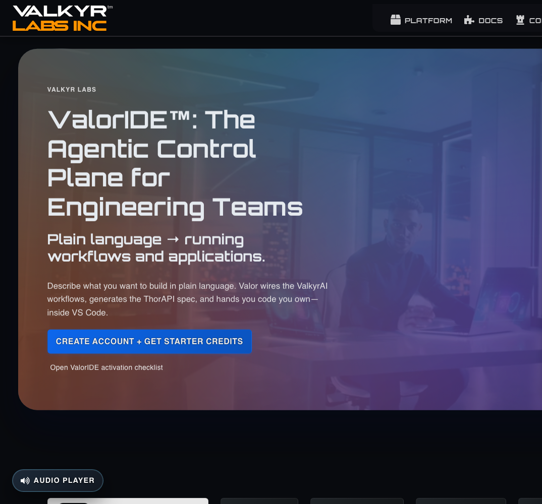 Live ValorIDE product surface